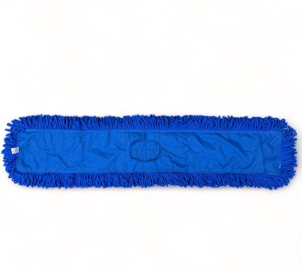 Microfiber dust mop head with blue fabric