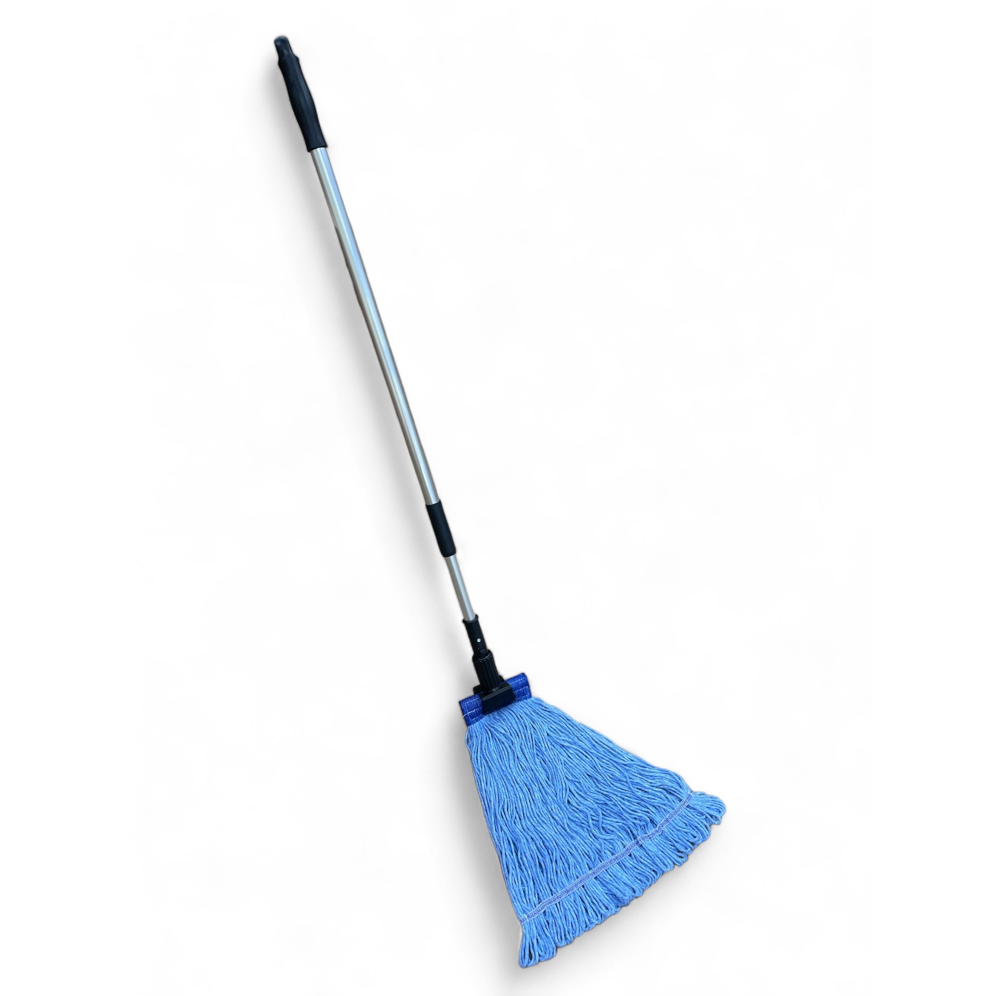 Blue commercial mop head and handle with jaws style attachment