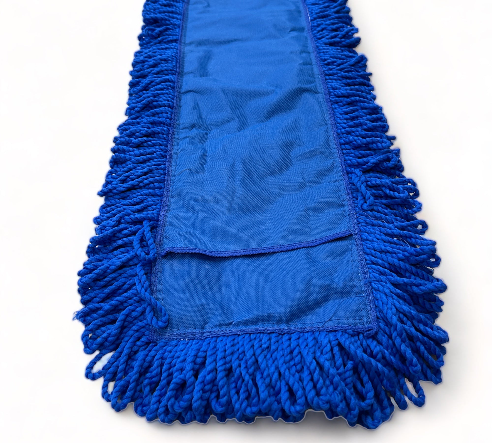 Blue microfiber dust mop head for floor cleaning